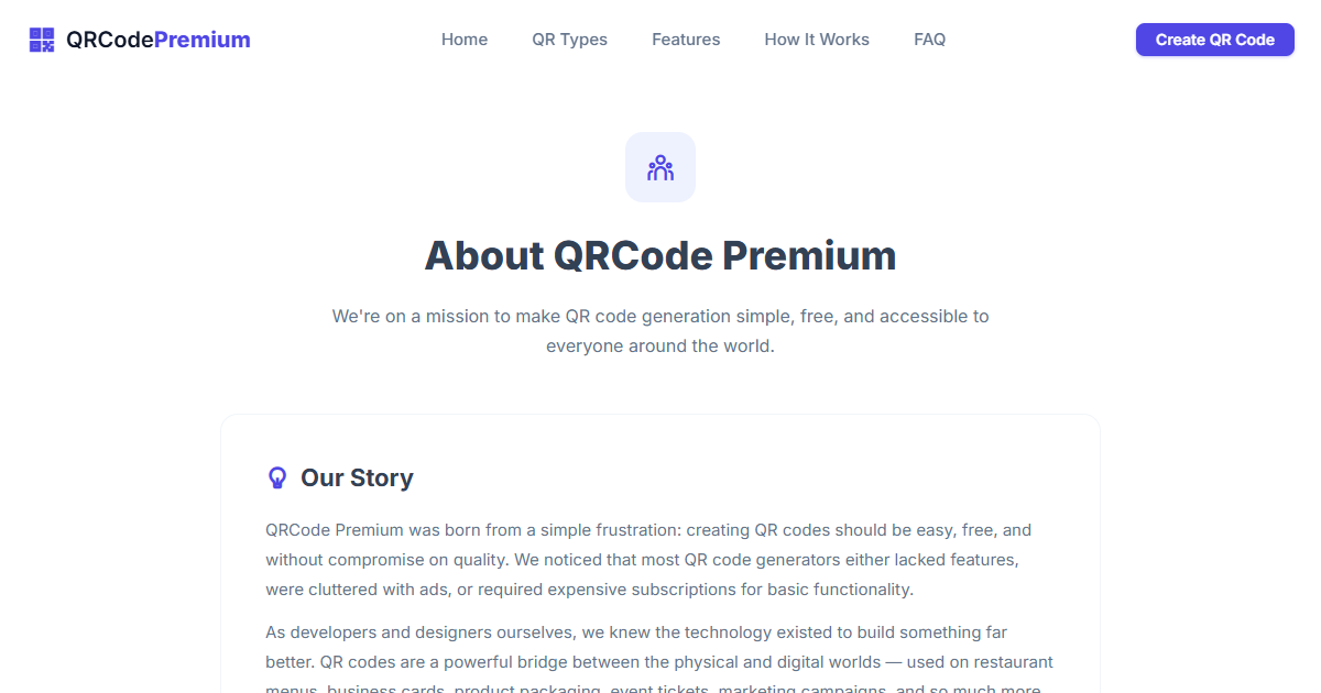 About Us - QRCode Premium | Free QR Code Generator