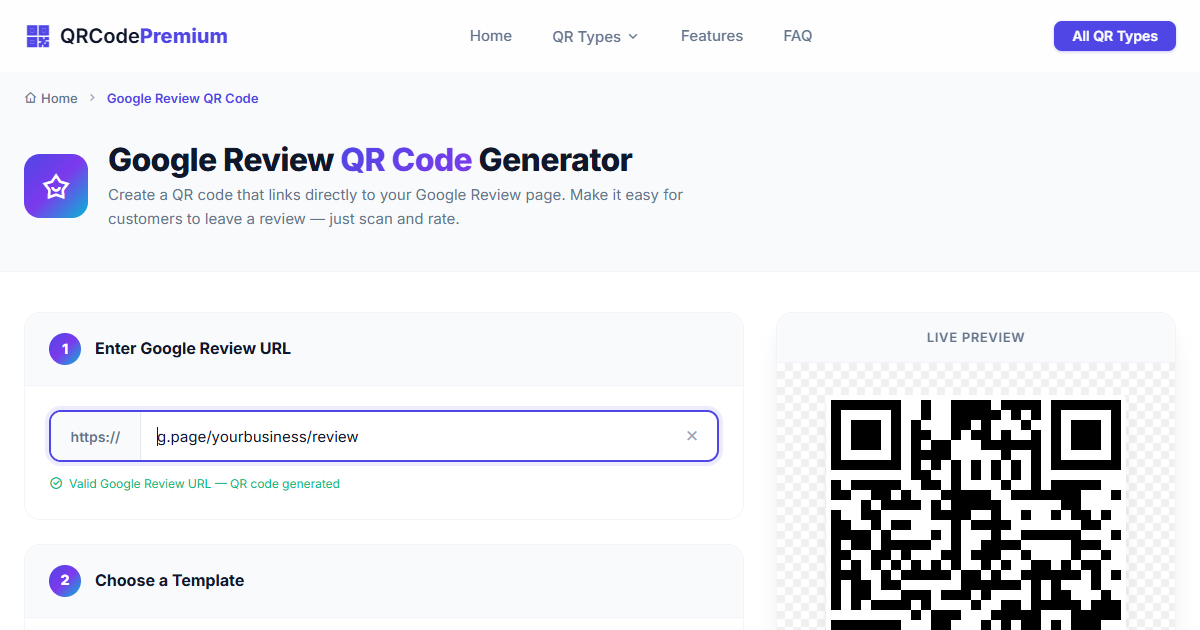 Google Review QR Code Generator - Create Google Review Link QR Codes ...