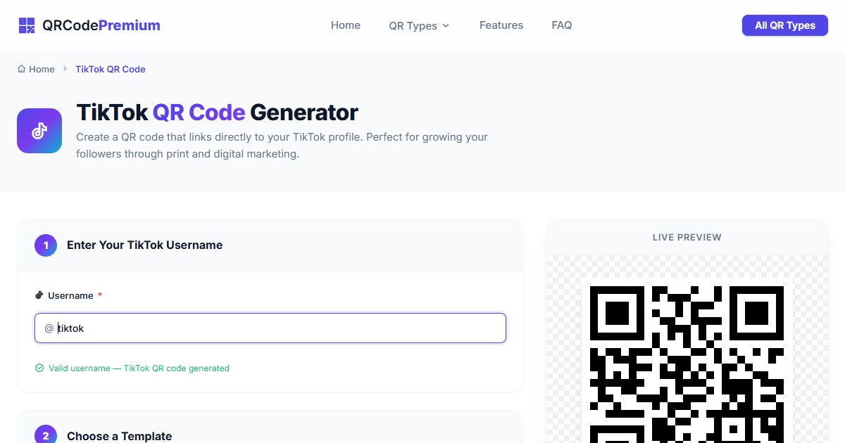 Tik Code Create TikTok QR Code Generator - Create TikTok Profile QR Codes | QRCode Premium